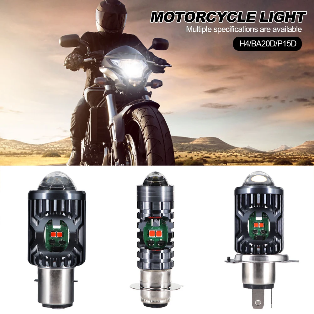 

Светодиодные лампы для мотоциклетных Фар H4, H6, BA20D, P15D, желтые, синие, красные, 4 цвета