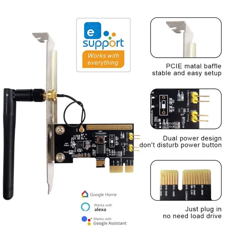 

Пульт дистанционного управления EWeLink Mini PCIE для настольного ПК, беспроводной смарт-переключатель с поддержкой Wi-Fi, релейный модуль включения...