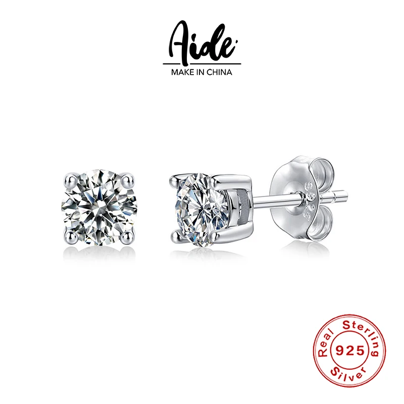 

Aide 0.5CT OEC Moissanite Stud Earrings for Women Solid 925 Sterling Silver Brillant Cut D VVS Solitaire for Christmas Fine 2022