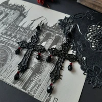personality exquisite gothic punk cross dark retro flower earrings fashion new earrings female party jewelry wholesale