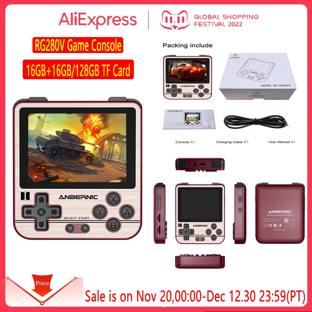 

Карманная игровая Ретро консоль RG280V с IPS экраном 2,8 дюйма, портативный игровой мини-плеер 16 ГБ, 128 ГБ, карта TF, портативный телефон