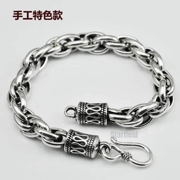 

925 Silver Couple Bracelet Thai Silver Original Hand Fashion Fashion Retro Ring Buckle Men And Women Models Peace Pattern Gift