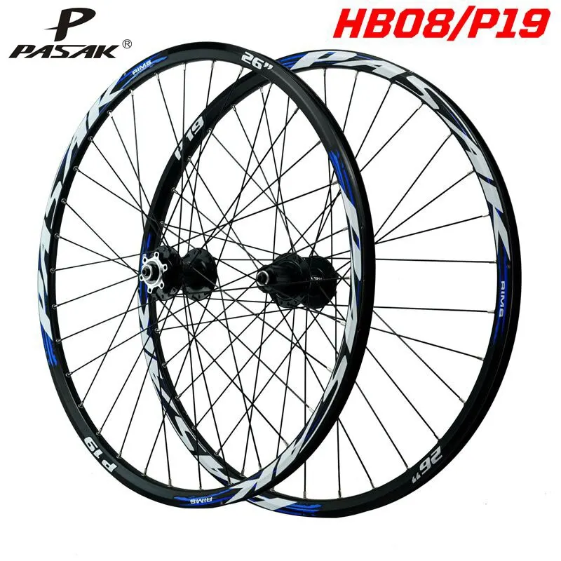 PASAK MTB Bike Wheelset 26/27.5/29 inch 32 Holes Disc Brake 4 Sealed Bearings Wheels 7/8/9/10/11/12 Speed Cassette HG Hub Rim