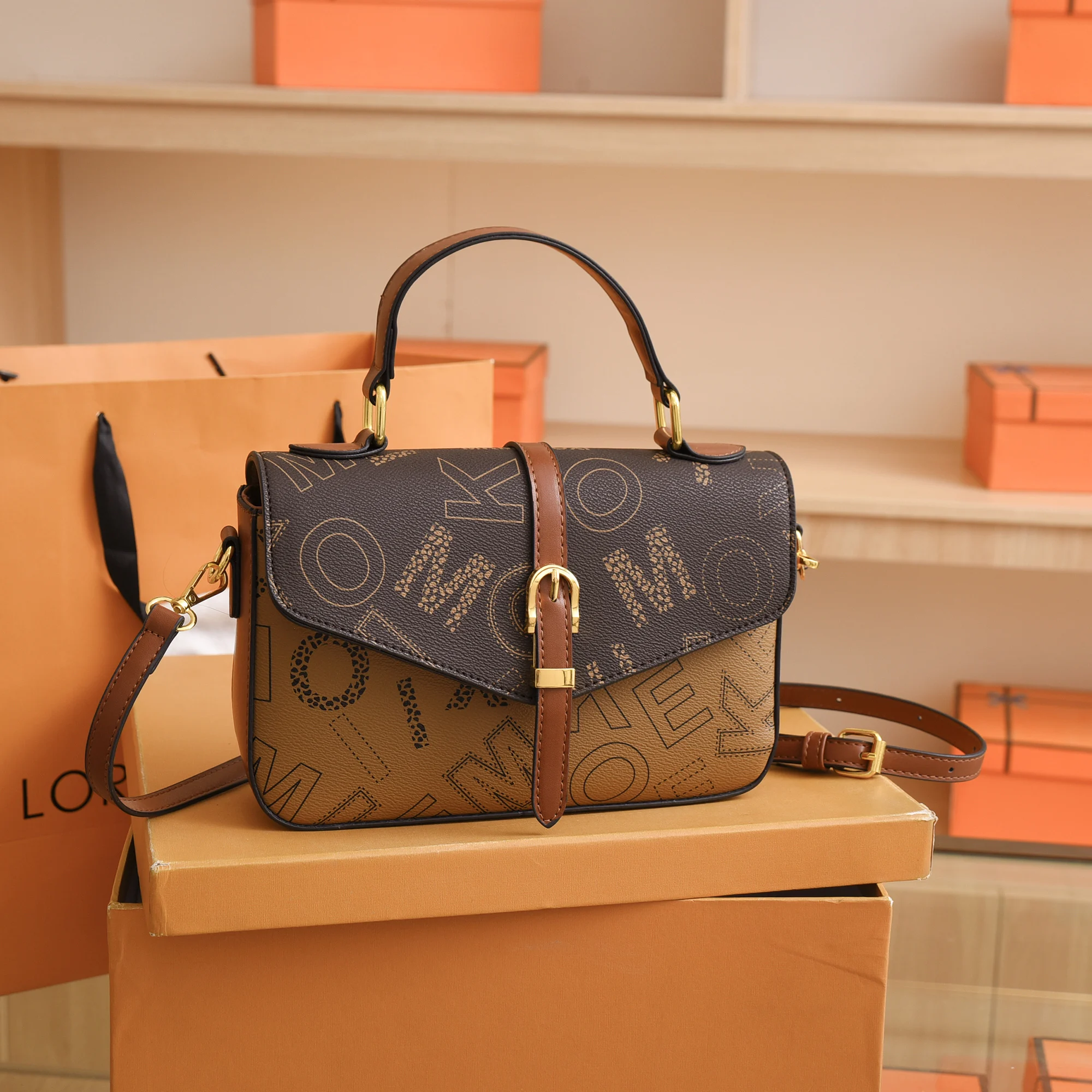 

Роскошная брендовая Высококачественная Новинка 2023, кожаная Портативная сумка в стиле ретро с принтом, модная сумка на одно плечо с диагональю, роскошная женская сумка