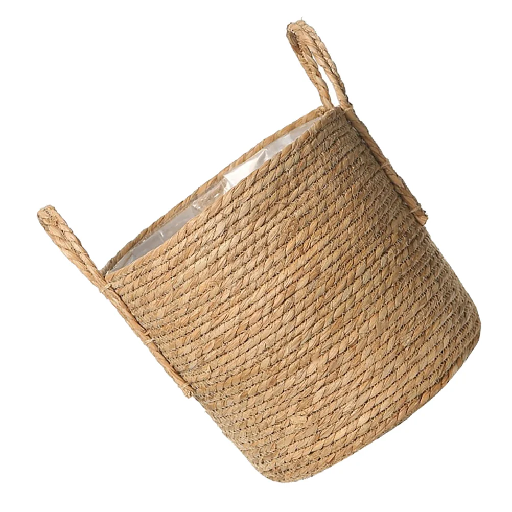 

Basket Wovenflower Planter Pot Wicker Seagrass Vase Straw Rattan Storage Indoor Pots Basketslaundry Canplanters Belly Trash