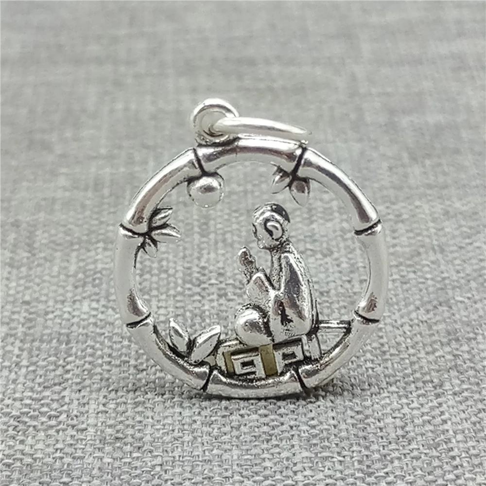 

2pcs of 925 Sterling Silver Circle Sitting Buddha Charms Pendants for Buddhist Necklace Bracelet