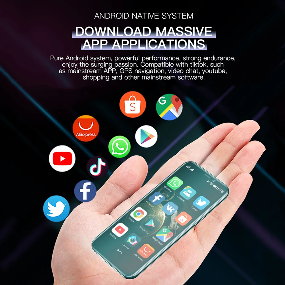 SOYES Mini Mobile Phone 4G LTE 3GB RAM 64GB ROM MTK6379 3.5'' Android 9.0 Smartphone Dual Camera Type-C Little Mobile Phone