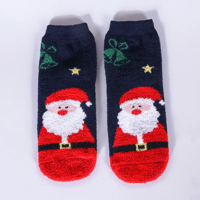 10 Pairs Unisex Coral Velvet Christmas Socks Middle Tube Thickened Warm Autumn Winter Cute Cartoon Snow Merry Christmas Socks