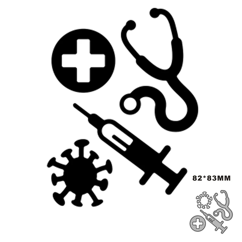 

New Stethoscope Syringe Virus Metal Cutting Die Scrapbook Template Cutting Card Making Decorative Relief Photo Album Diy Crafts
