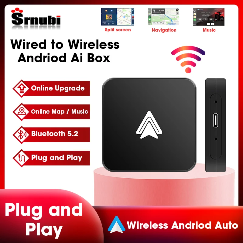 

Srnubi Mini Wireless Only Android Auto AI Box for Toyota Mazda Nissan Camry Suzuki Subaru Citroen Kia Ford Opel Auto Connection