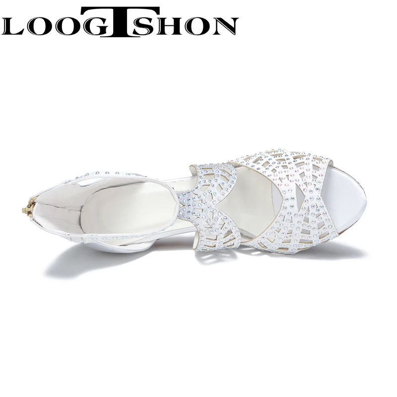 Loogtshon White Rhineston Ladies Latin Ballroom Dance Shoes   Latino  Stain Silk Salsa-dance-shoes