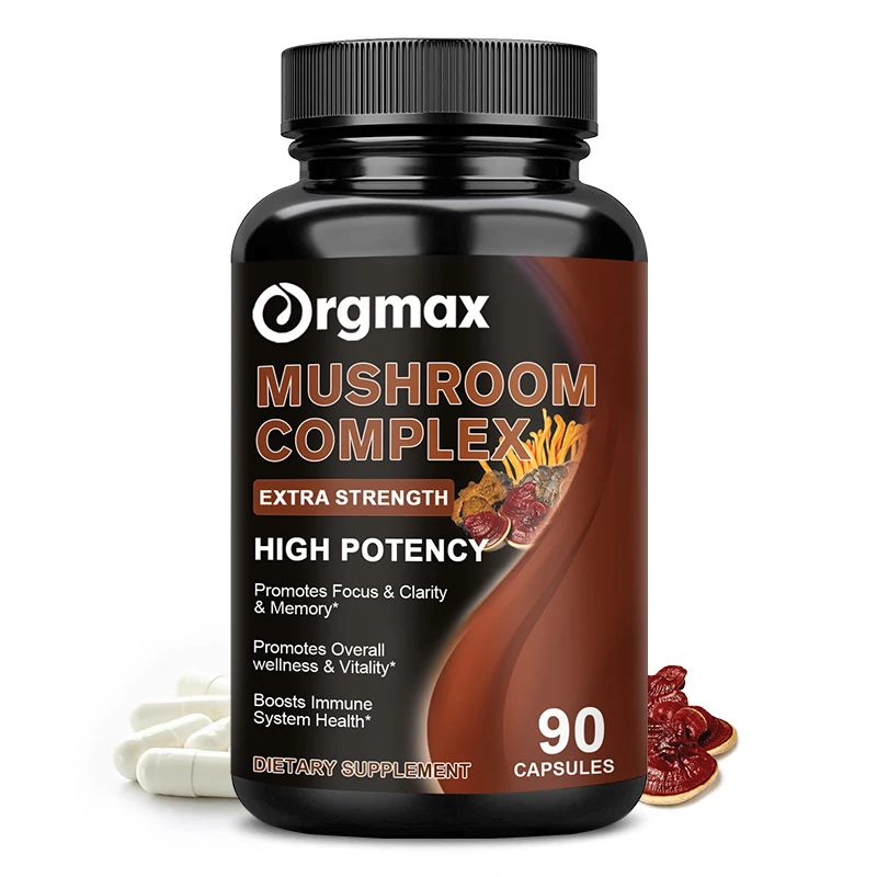 

Orgmax Mushroom Complex Capsules Mushrooms Blend for Energy Immune Support Promote Mental Clarity Focus Anti-aging Beauty Health