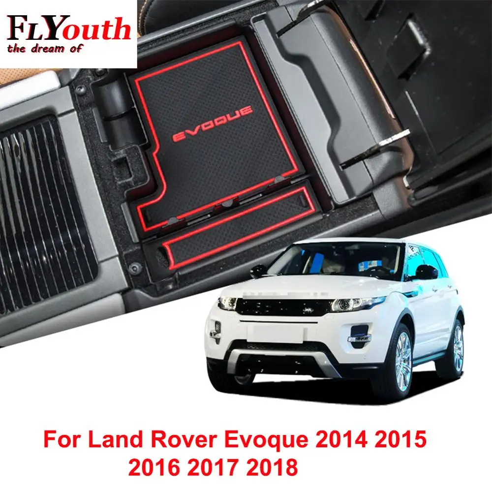 

Автомобильный центральный подлокотник, коробка для хранения для Land Rover Evoque 2014 2015 2016 2017 2018, аксессуары для центральной консоли, черный ящик для монет