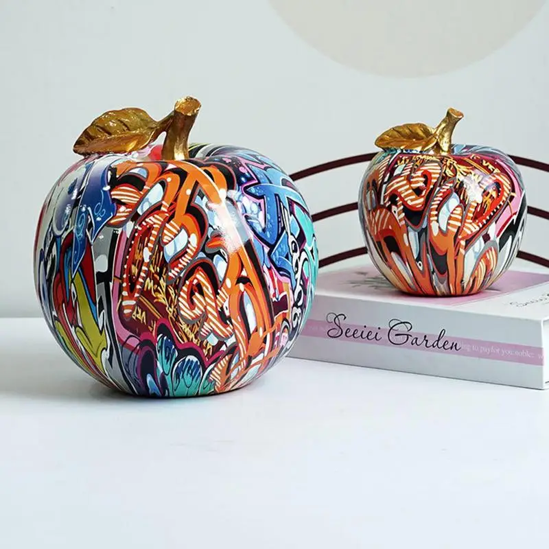 

Colorful Fruit Figurines Resin Figurines Reusabl Graffiti Fruit Painting Art Ornament Home Office Decor Accessories Interior