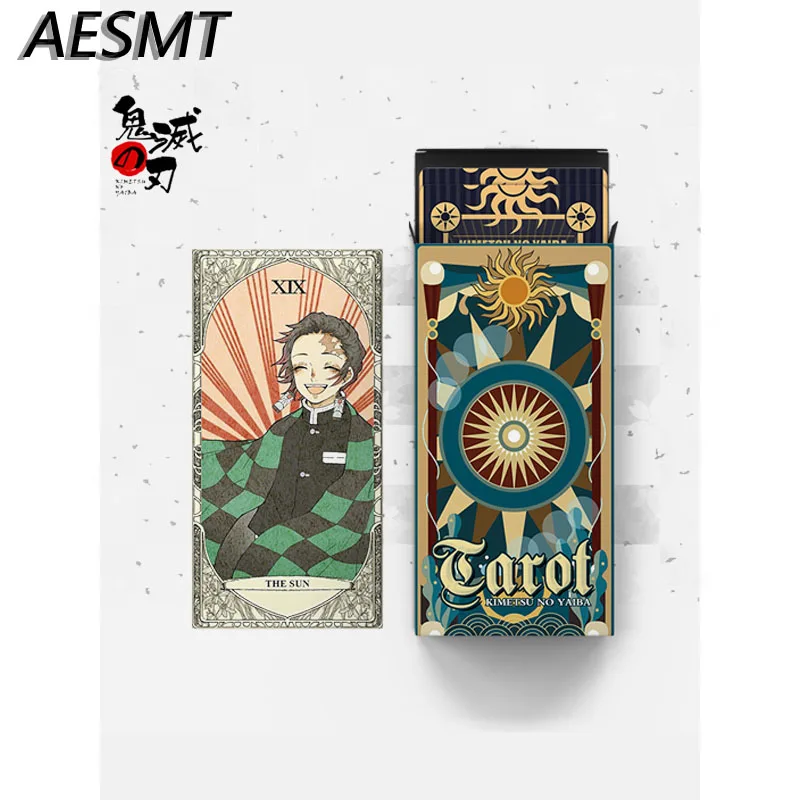 

22 Sheets Anime Demon Slayer Tarot Kamado Tanjirou Cards Cartoon Kimetsu No Yaiba Cosplay Collection Toys Christmas Gift