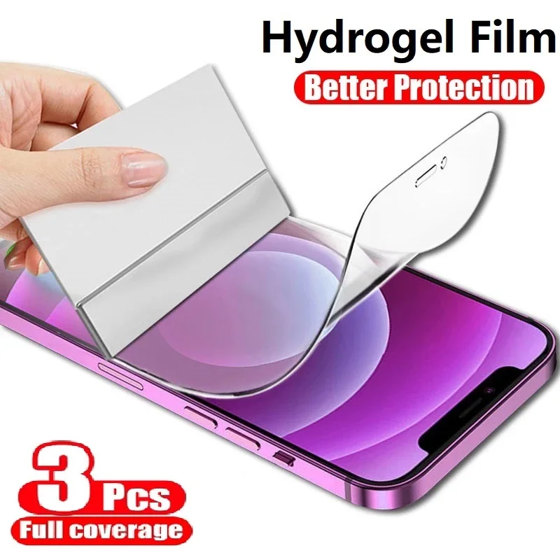 

3PCS Protective Film For iPhone 14 13 12 Pro Max Screen Protector For iPhone 13 Mini 7 8 6s Plus XR XS Max Hydrogel Film