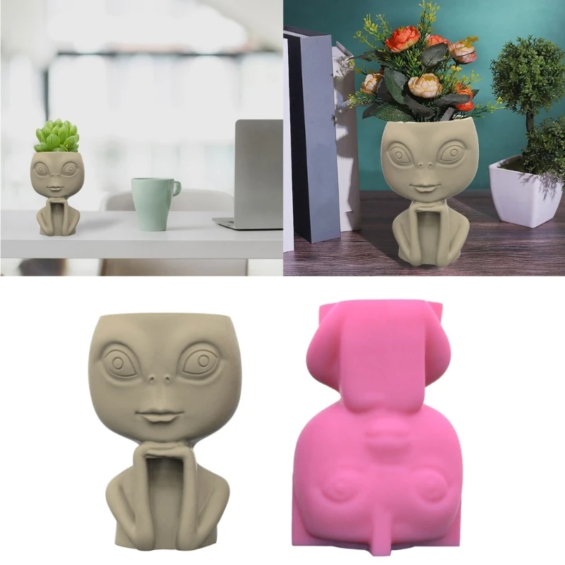 

Alien Gypsum Flower Pot Silicone Resin Mold Epoxy Resin Casting Mold Succulent Vase Cement Mold Candle Holder Mold D0LC