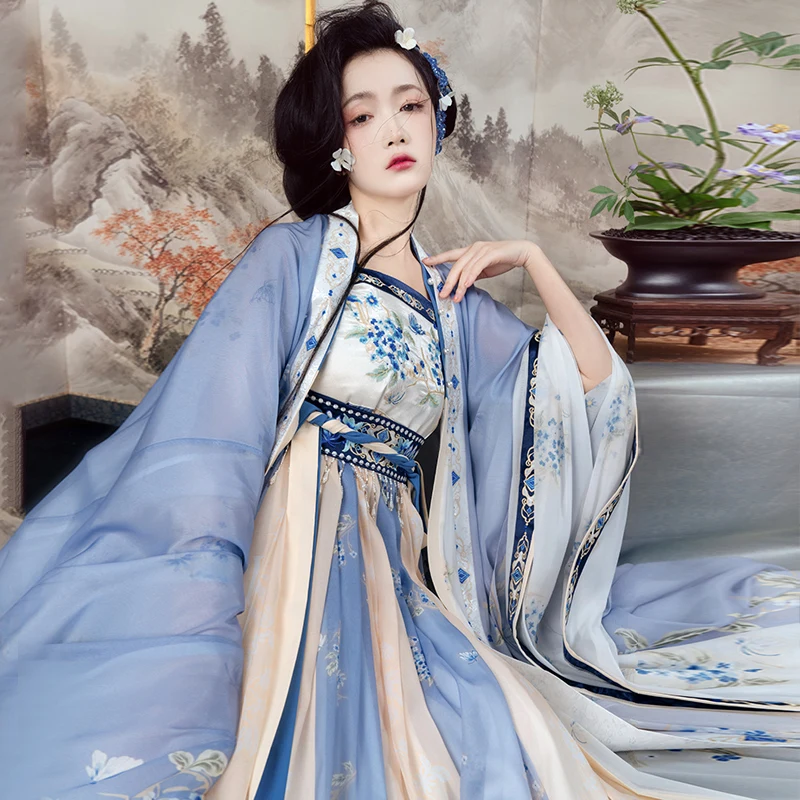 

Оригинальная юбка Hanfu Hezi в старинном стиле с вышивкой и бахромой, рубашка с большими рукавами, элегантный не костюм феи, Элегантный Смарт