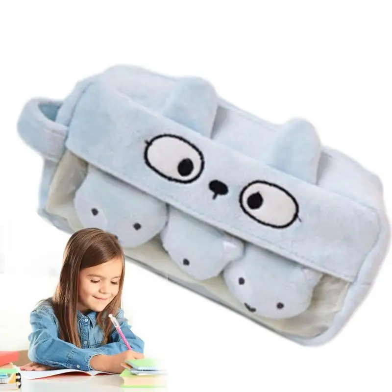 

Плюшевый органайзер для карандашей и ручек, держатель для канцелярских принадлежностей, сумка, школьные канцелярские принадлежности, вмещает маркеры с компасом, карандаши