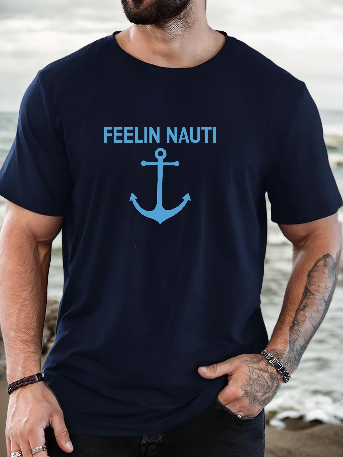 Фото МУЖЧИНЫ FEELIN NAUTI pattern summer casual футболка с круглым вырезом №5