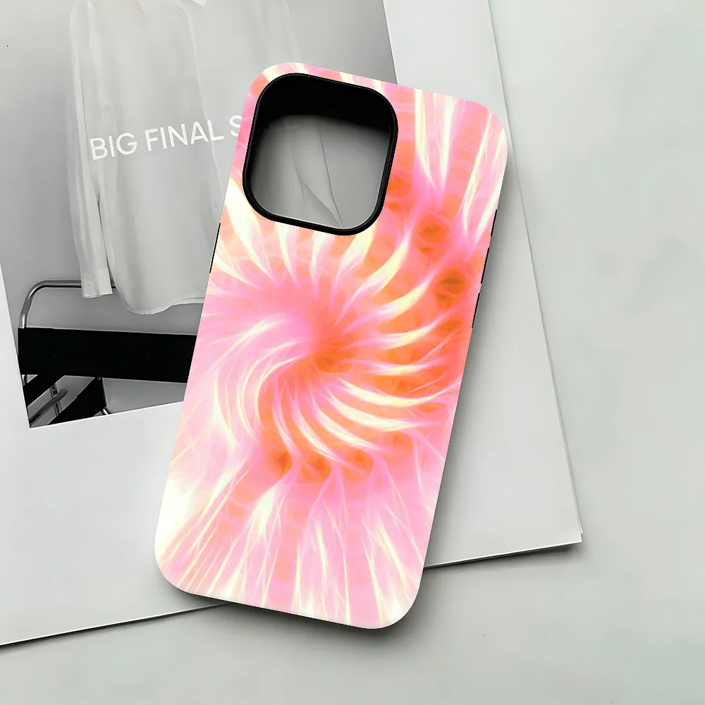 Фото Розовый чехол для телефона с фрактальным рисунком для iPhone 17, 17e, 16e, 16, 15, 14, 13, 12, 11, X, XS, XR, XSMAX, 7, 8, Air, Pro, Max, Plus, двухслойная задняя крышка №5