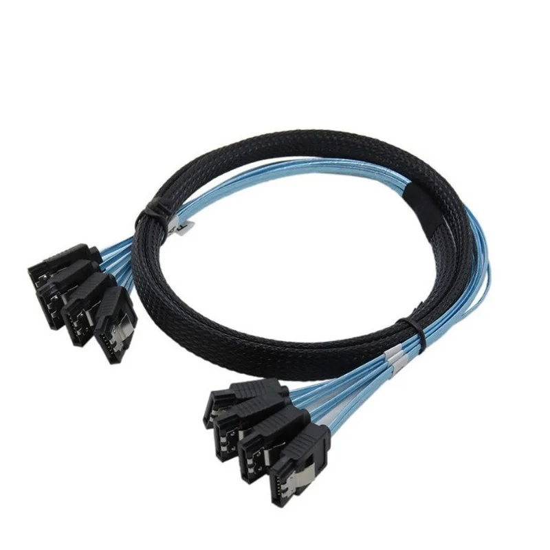 2 Kinds SATA III Cable 12Gbps 7pin Female Straight To Straight Angle Female Data Cable with Locking Latch 0.5m 1m Blue