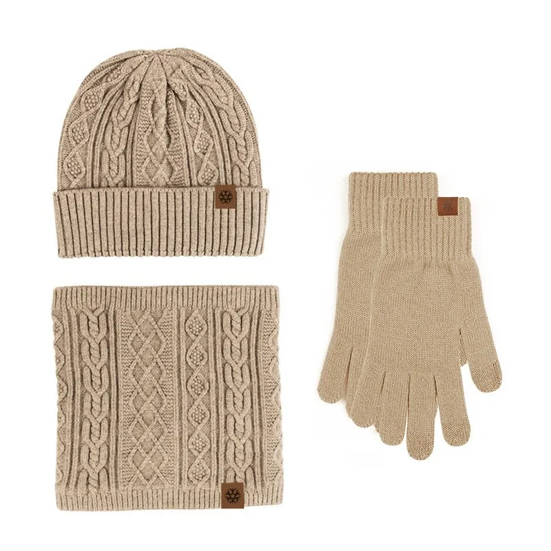 

Men Winter Warm Knit Beanie Hat Touchscreen Gloves Snood Scarf Set with Fleece Lined Skull Caps Neck Scarves for Women 3pcs Set