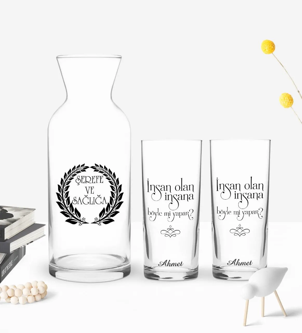 

Персонализированный красочный печатный человеческий дизайн с двойной чашкой и графином в подарок Seti-1