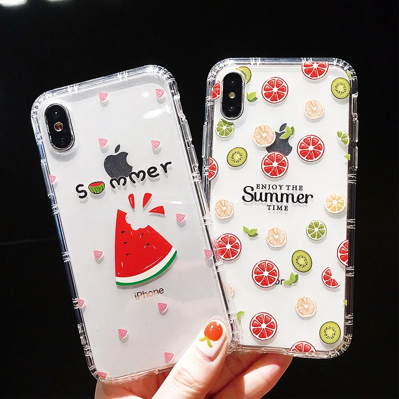

Suitable for Apple 13 mobile phone shell iphone12 protective sleeve watermelon lemon silicone transparent silicone airbag air pr