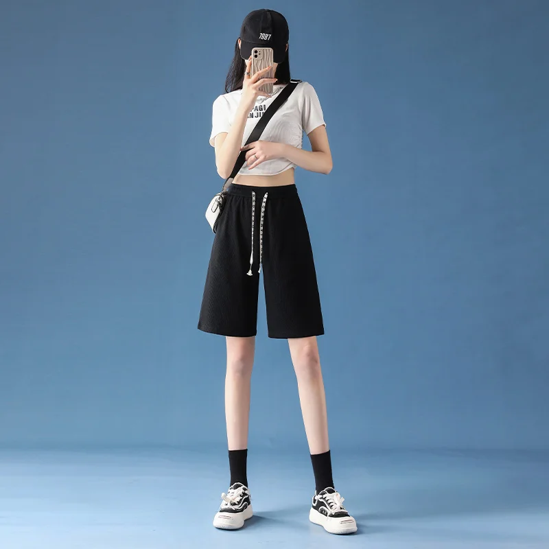 Shorts Women Traf Zevity Summer Loose Short Pants Women Clothing Booty Shorts Waffle Fabric Y2K Korean Fashion шорты PELEDRESS