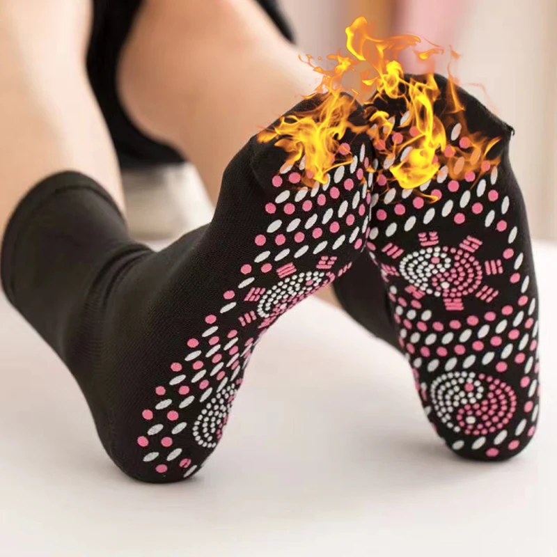 

3 Pairs Self-heating Massage Socks Man Winter Cold Protection Warm Magnetic Therapy Med Tube Sock Outdoor Sport Women's Sox Set