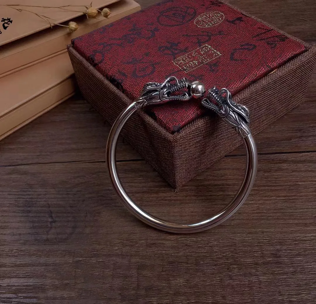 

Браслет Zhuyin 999, мужской, глянцевый индивидуальный, двойные драконы играют с бусинами, Стандартный, подарок для парня