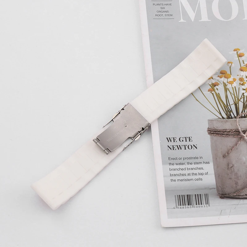 22mm24mm folding buckle men's silicone watch band accessories outdoor sports waterproof Rubber Strap wristband