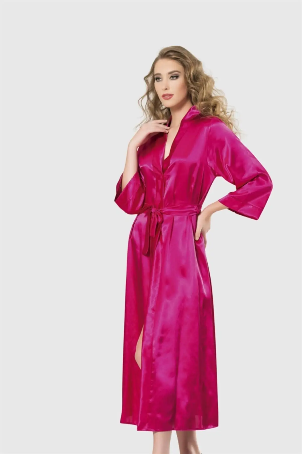 

Cherry Long satin negligee Dressing Gown