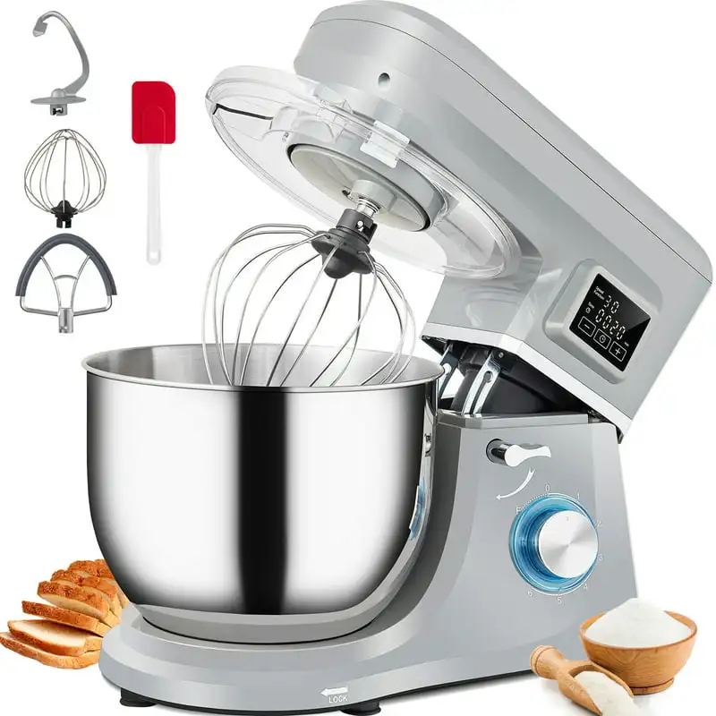 

, 660 W, 6-Speed Dough with LCD Screen Timing, Tilt-Head Food with 7.4 Qt Stainless Steel Bowl Dough Hook Flat Beater Whisk Sc