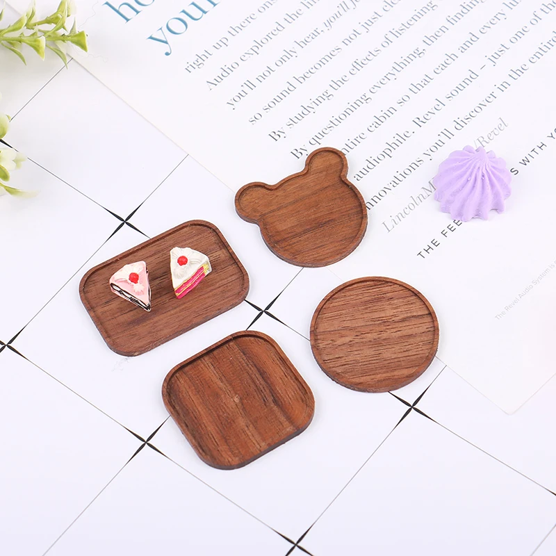 

Dollhouse Miniature Wooden Plate Simulation Tray Model For Doll House Decor Wooden Cartoon Dessert Fruit Bread Tray