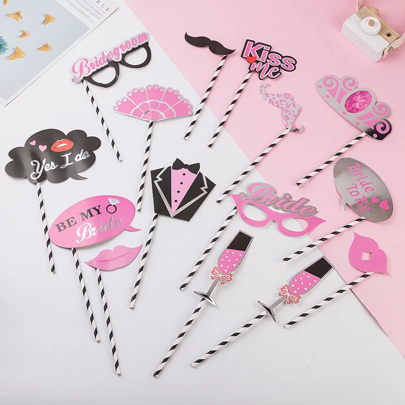

15Pcs/Set Funny Photo Booth Props Happy Birthday Wedding Wishing Single Party Decoration Props Shooting Supplies