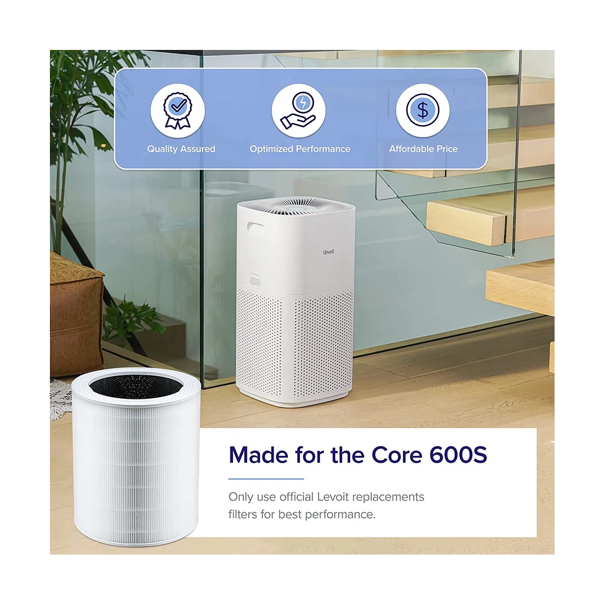 Hepa-фильтр для LEVOIT Core 600S-RF Сменный фильтр очистителя воздуха сердечник 2 упаковки