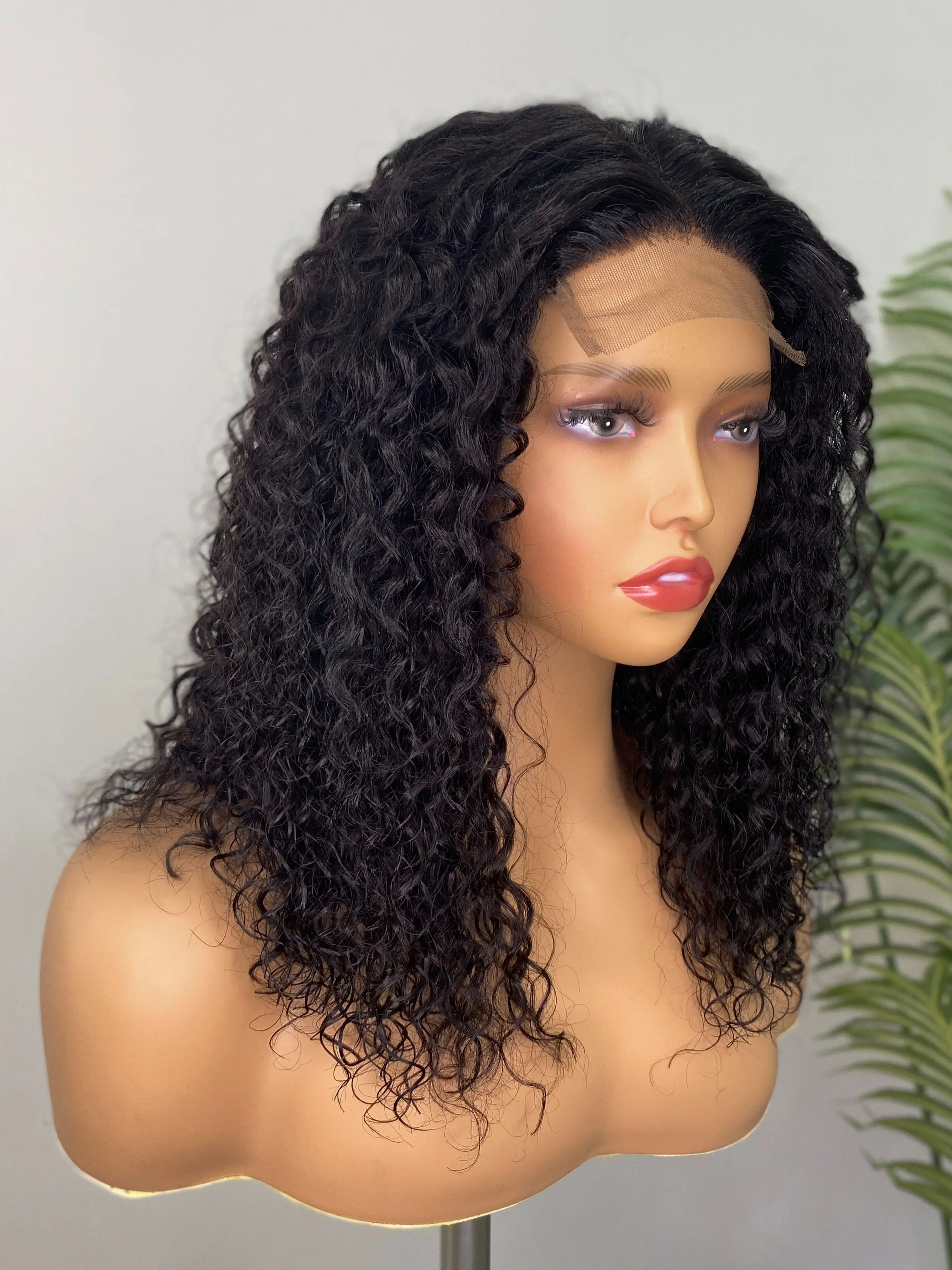 

4x4 Kinky Curly Lace closure Human Hair Wigs For Black Women Brazilian Transparent Lace Closure Wig 200 density Density