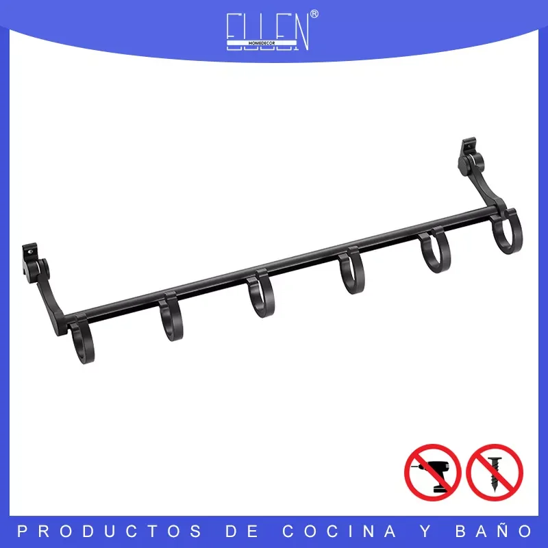 

ELLEN Kitchen Hooks Black Robe Hooks Towel Hanger Folding Kitchen Storage EL323