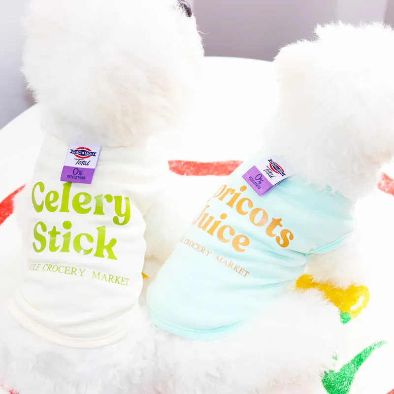 

Breathable Vest Kitten Dogs Clothes Candy Color Undershirt Small Dog Clothing Cat Letter Print Cute Thin Summer Teddy Clothes