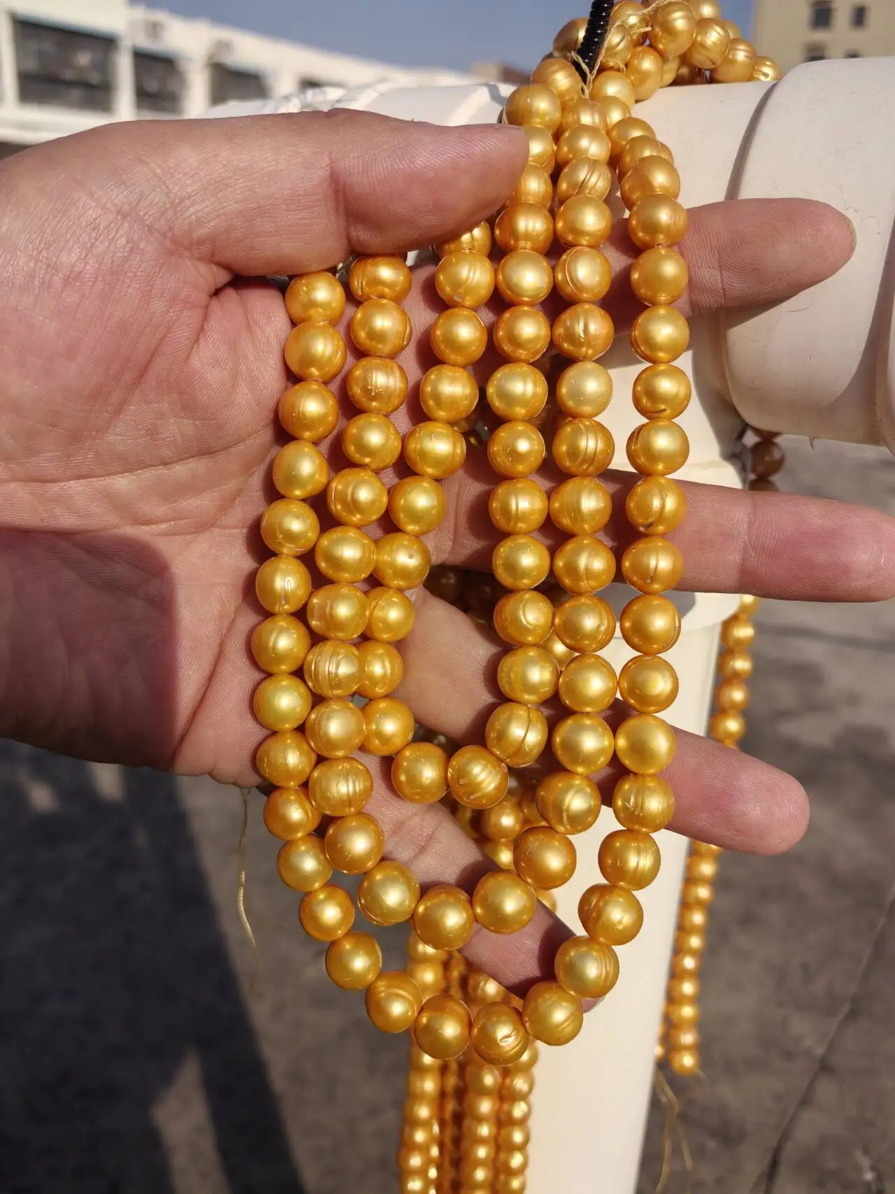 Длинное ожерелье в стиле барокко AAAA + 11-12 мм из натуральной морской воды золото - Цена: 13190