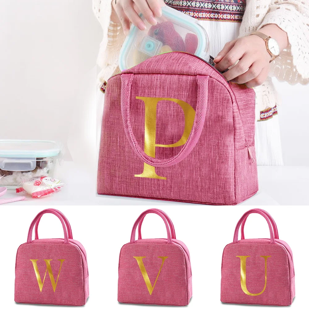 

New Letter Print Lunch Bag Cooler Box Bag Picnic Bag Fashion Lunch Bags School Food Insulated Dinner Bag Camping Travel Handbags