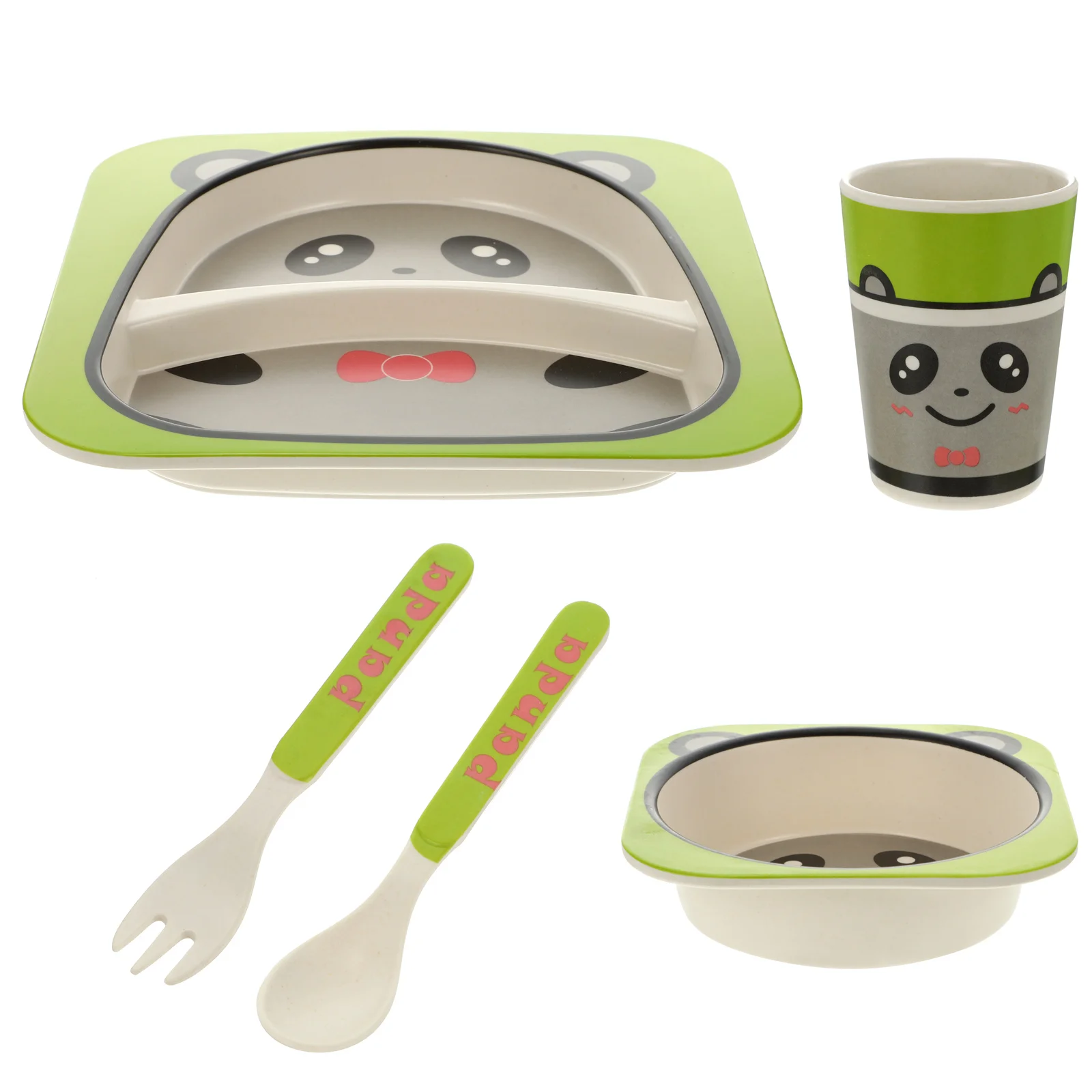 

5Pcs Kids Dinnerware Set Toddler Dinner Cup Fork Plate Bowl Spoon for Boys Girls