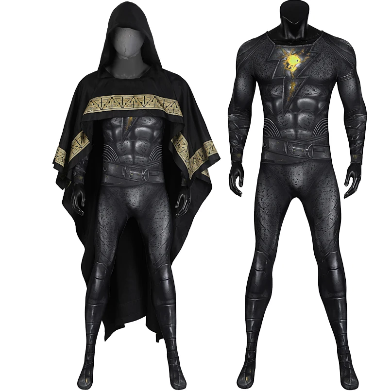 Disfraz de superhéroe de Carnaval para Halloween, traje de Cosplay de Teth Adam negro con estampado 3D de licra, mono muscular, nuevo traje de armadura