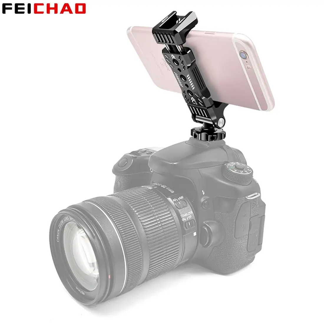 

Aluminum Alloy Vlog Shooting Phone Mount Holder DSLR Camera Microphone Tripod Mount Clamp with Cold Shoe Mount for Smartphone