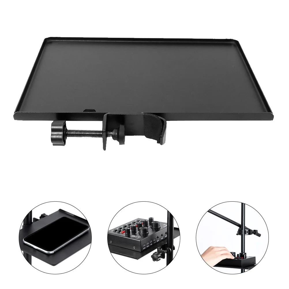 

Music Stand Iron Sound Card Tray Microphone Clamp-on Shelf Bracket Cell Holder Tripod Universal Storage Clip Speaker