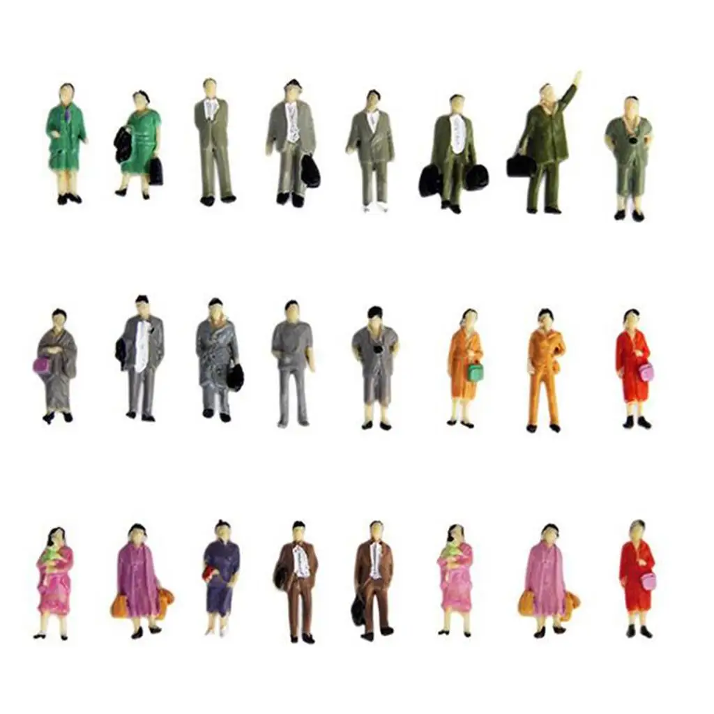 

50Pcs 1:87 HO Color People Miniature Model for Train Arrangement Ornament Accessories