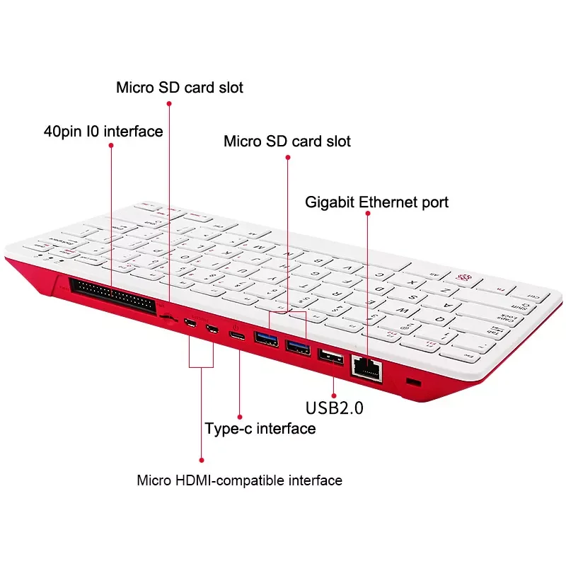 

2022 Raspberry Pi 400 Official Programming Computer keyboard 64-bit Quad-Core CPU 4GB RAM Dual-band WIFI Bluetooth 5.0 Dual 4K