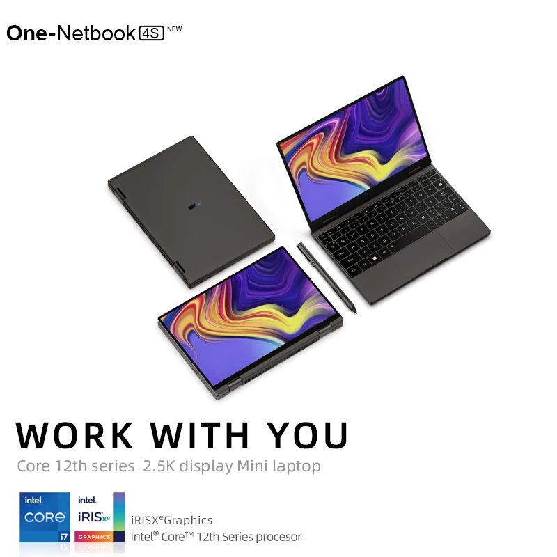 One-Netbook 4S 10.1" 2.5K IPS Laptop Handheld Mini PC Gen12 Intel Core i7-1250U 16G 2T SSD Win11 Tablet PC Touch Screen Notebook